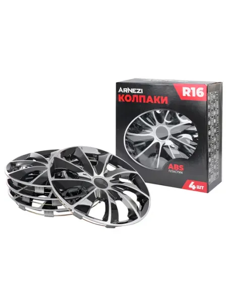 ARNEZI Колпаки R16 на колеса 4шт серебристо-черные ABS-пластик