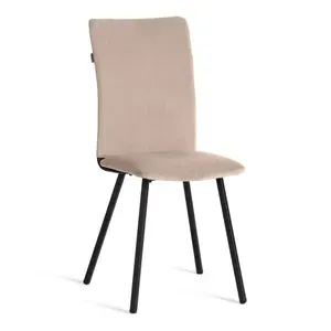 TetChair Стул для кухни с мягким сиденьем, 1 шт., флок, бежевый/черный