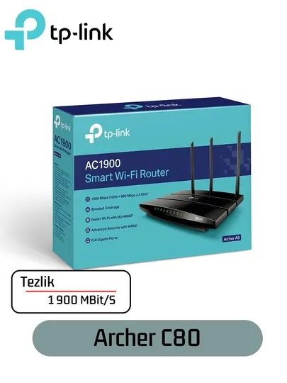 TP-Link Archer C80 AC1900 Двухдиапазонный гигабитный Wi-Fi роутер, беспроводной MU-MIMO