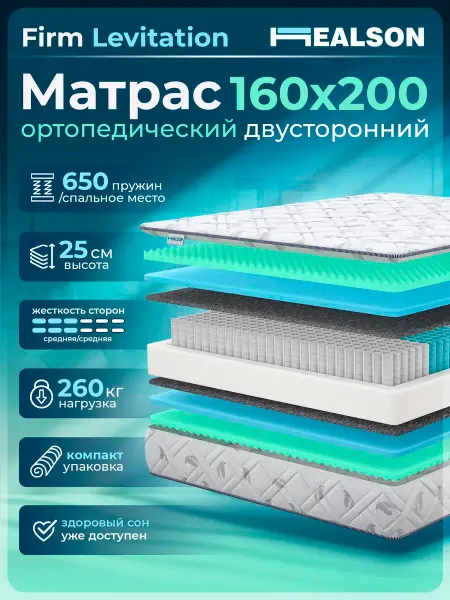 Healson Матрас 160х200 ортопедический пружинный Levitation