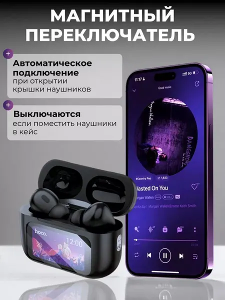 Наушники Airpods Pro2 Black edition ddition — Профессиональные беспроводные наушники с шумоподавлением и дисплеем .