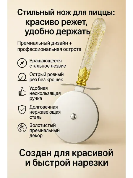 ADms Роликовый нож для пиццы и теста — нержавеющая сталь