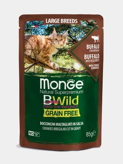 Влажный корм Monge BWild Cat Adult Large Breeds Buffalo