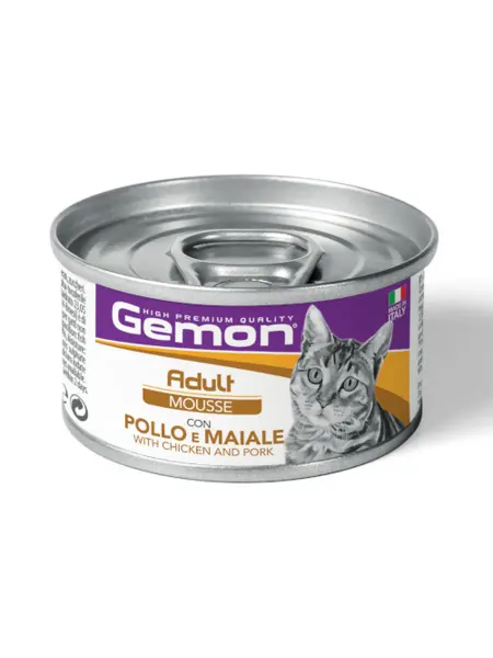 Gemon Adult для кошек с курицей и свининой 85гр
