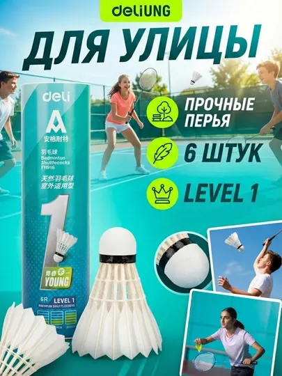 Мяч для бадминтона воланчик Agnite Deli FH916, 6 шт