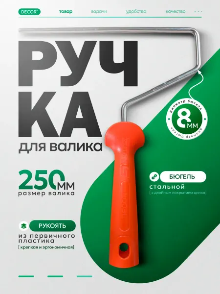 DECOR инструменты Ручка для валика сменная, пластиковая нержавеющая 25 см