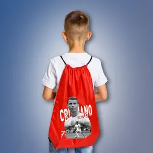 Сумка мешок для обуви Aika "Футбол" с изображением Cristiano Ronaldo, красного цвета