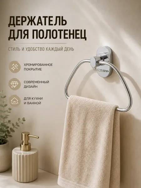 ПОДАРКИ ВЫГОДНО Полотенцедержатель-кольцо для полотенец