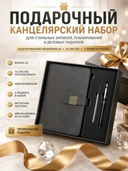 Тин27 Подарочный набор с ежедневником А5 + 2 ручки в комплекте
