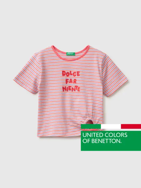 United Colors of Benetton Футболка в полоску с вырезом спереди