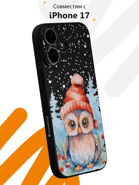 Мобилиус Чехол на iPhone 17 с принтом Новогодняя сова