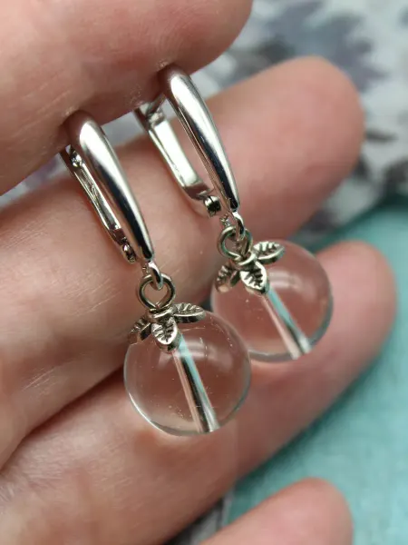 TIGER EYE Серьги из горного хрусталя "Капель"