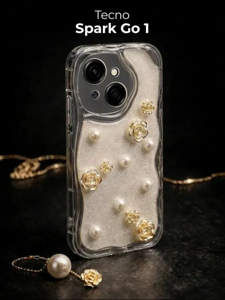 РИНОФОН Чехол с розами и жемчугом на Tecno Spark Go 1