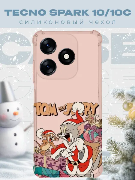 PRINTberries Новогодний чехол для телефона Tecno Spark 10 10С том и джери