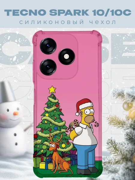 PRINTberries Новогодний чехол для телефона Tecno Spark 10 10С симпсоны