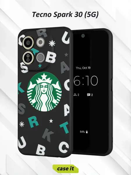 Case it Чехол на Tecno Spark 30 5Gс принтом Starbucks