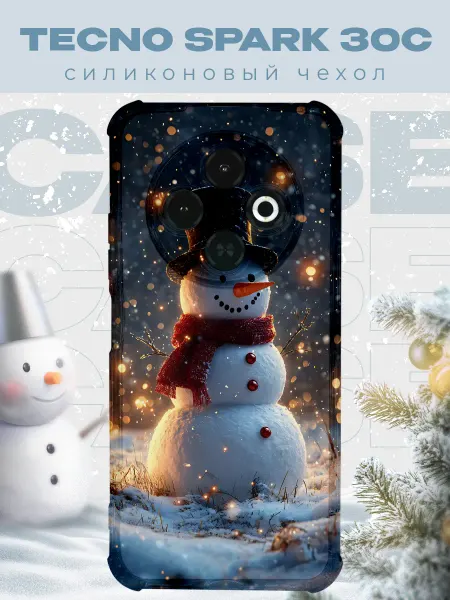 PRINTberries Новогодний чехол для телефона Tecno Spark 30C снеговик