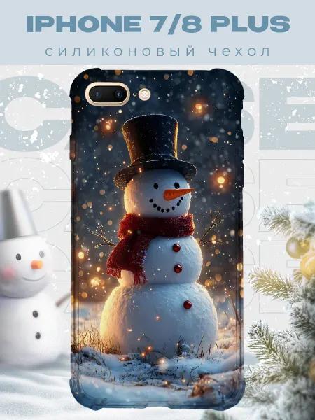 PRINTberries Новогодний чехол для телефона iPhone 7 8 Plus снеговик