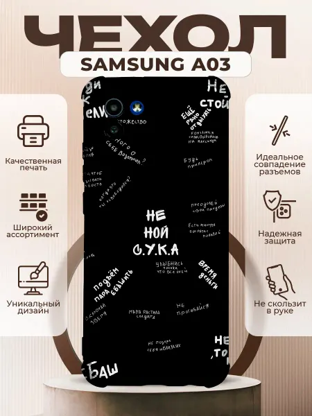 PRINTberries Чехол на Samsung A03 силиконовый с принтом цитаты