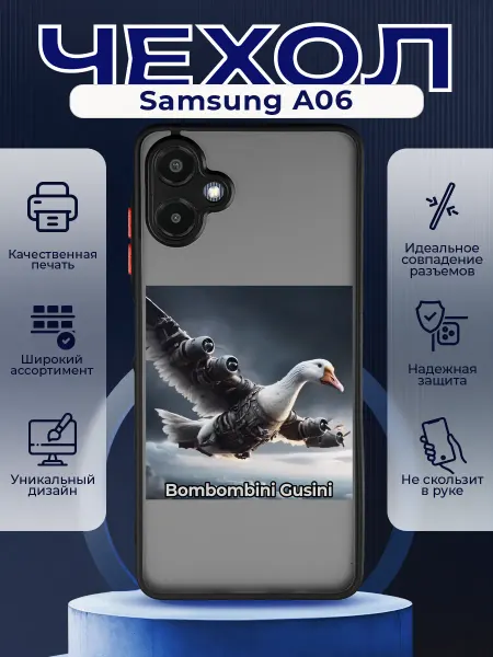 PRINTberries Матовый чехол на SAMSUNG A06 мем Бомбардини гусинни