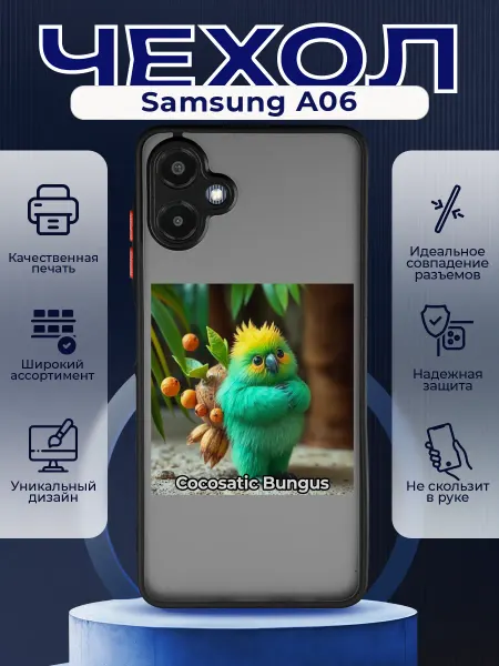 PRINTberries Матовый чехол на SAMSUNG A06 мем Кокосатик бунгус