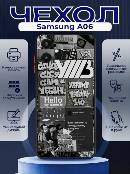PRINTberries Матовый чехол на SAMSUNG A06 УННВ калаж