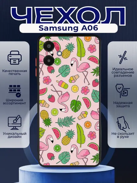 PRINTberries Матовый чехол на SAMSUNG A06 фрукты фалминго