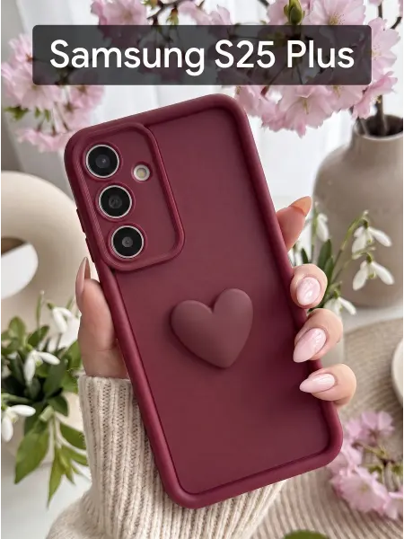 Red Cat Чехол на Samsung Galaxy S25 Plus Сердечко Бордо