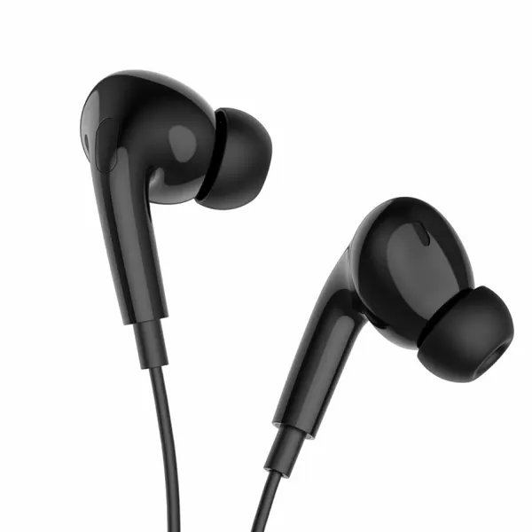 Проводные наушники M101 Pro, Crystal joy wire-controlled, HOCO, вакуумные с микрофоном, черные