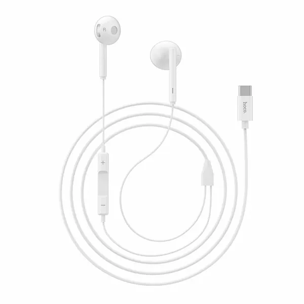 Проводные наушники L10, Type-C, HOCO, вакуумные с микрофоном, белые
