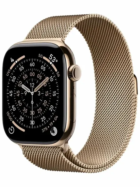 Часы Apple Watch Series 11 42mm Gold Titanium Case with Gold Milanese Loop (GPS + LTE) MF8Y4