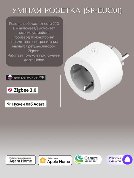 Умная розетка Aqara Smart Plug EU (SP-EUC01)