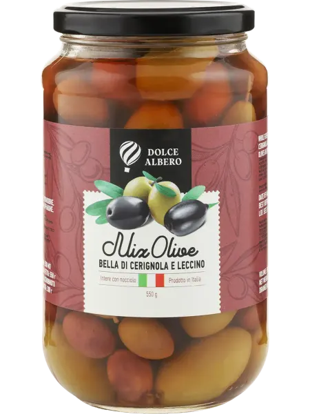 Оливки и маслины с косточкой DOLCE ALBERO зеленые и черные