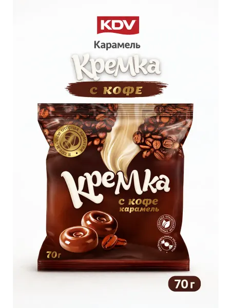 KDV Конфеты карамель Кремка с кофе 70 грамм