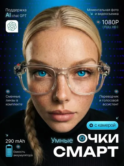 Смарт очки AIMB G2 с камерой, AI помощник и Bluetooth гарнитура - Умные очки