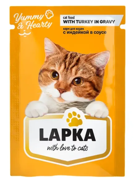 Lapka Влажный корм для кошек с индейкой в соусе 10 шт