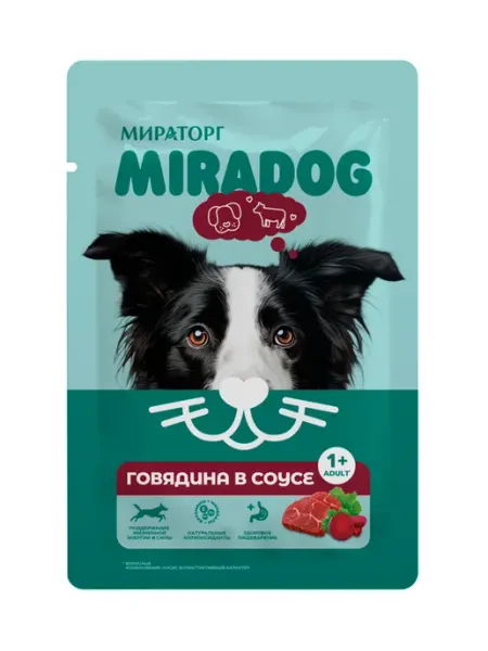 Мираторг корма для животных Влажный корм для собак Miradog с говядиной в соусе 24 шт