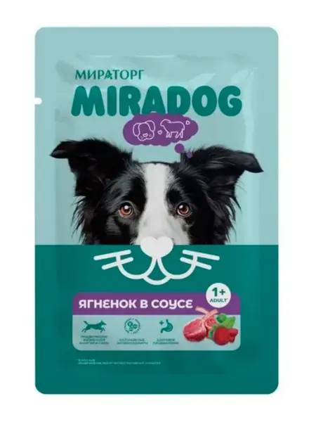 Мираторг корма для животных Влажный корм для собак Miradog с ягненком в соусе 15 шт