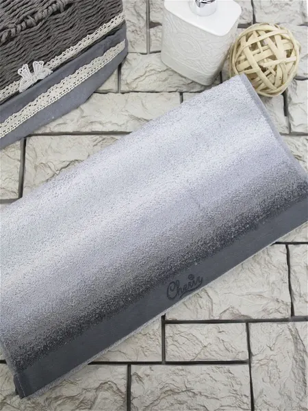 Полотенце махровое "Cherir", 45 см x 90 см, цвет серый, с рисунком, хлопок