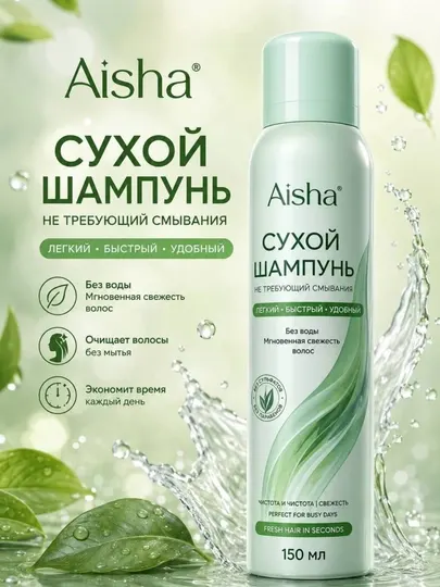 Сухой шампунь Aisha, 150 мл - Средства для очищения и ухода