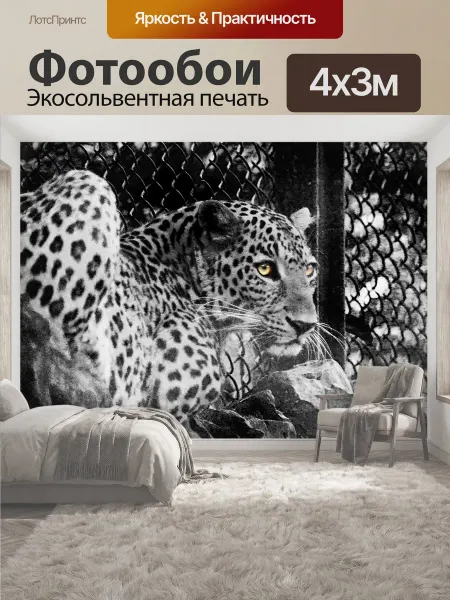LotsPrints Фотообои "Джунгли кошка, леопард, охотник" 4x3м