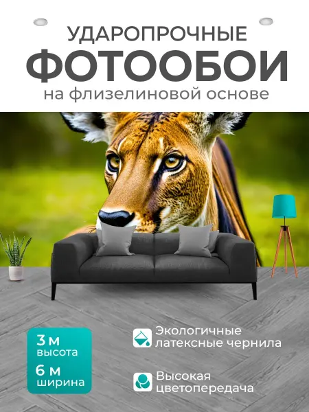 LotsPrints Фотообои "Животные в стиле тонализм" 6x3м