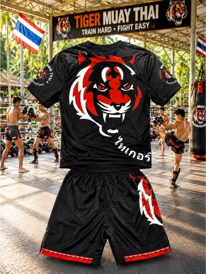 Спортивная форма Tiger Muay Thai для мужчин и детей, футболка и шорты, ММА - Форма для тренировок, рашгард