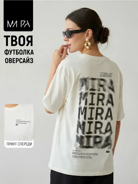 MI RA Футболка женская оверсайз удлиненная с принтом на спине