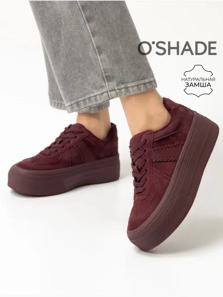 O`SHADE Кеды на платформе женские бордовые