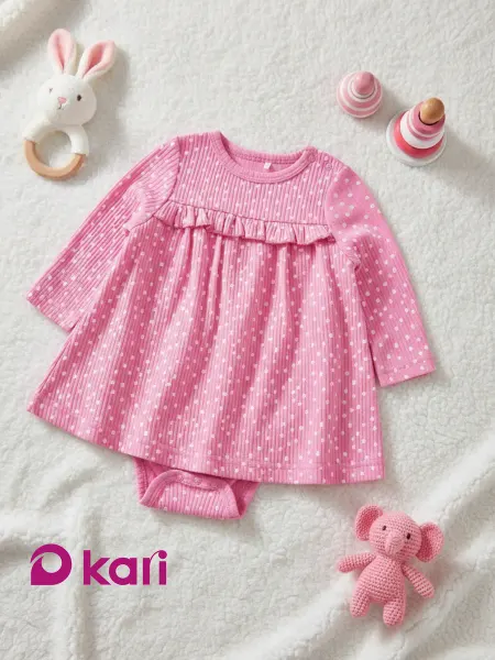 Kari baby Платье боди для новорожденных с длинным рукавом в рубчик