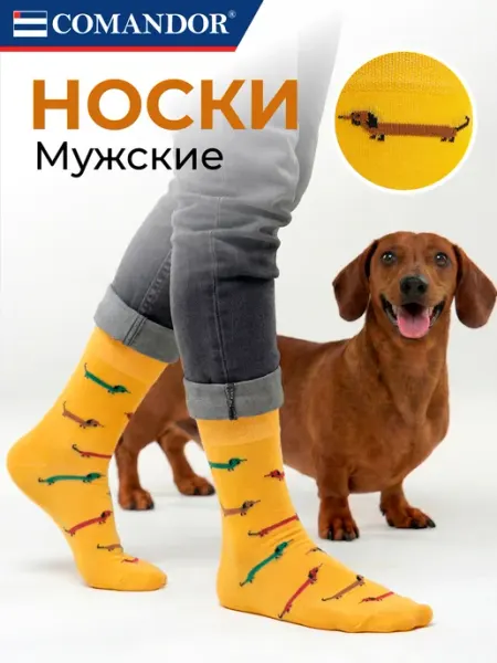 COMANDOR Высокие прикольные носки с принтом Такса