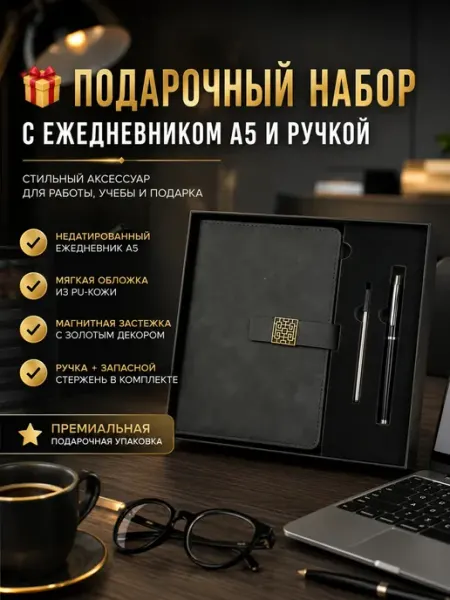 Гульнур_2 Подарочный набор с ручкой и блокнотом в подарочной коробке