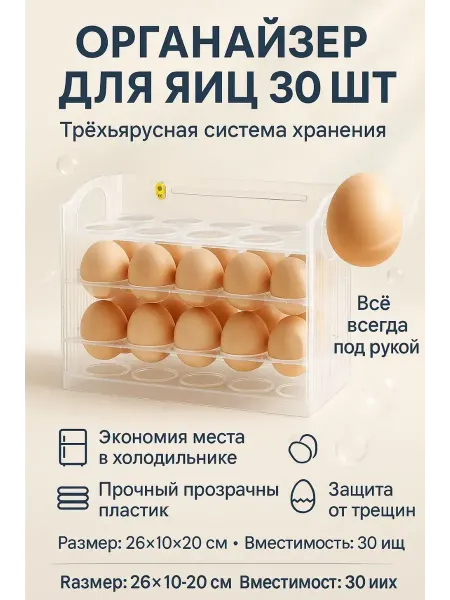 СМС Трёхъярусный контейнер для яиц в холодильник