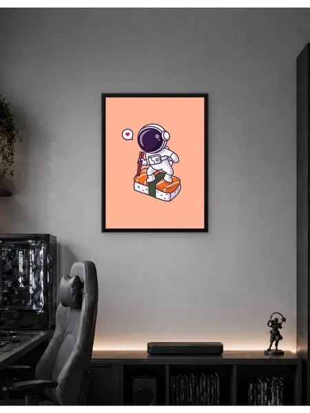 Postersbase Арт-постер Астронавт занимается серфингом на суши 50x70